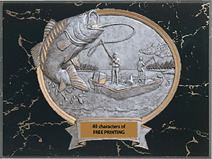 3 Size Options of Black Marble Finish Fishing Plaque