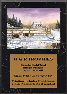 Beagle Field Trial Plaques featuring the artwork of Kentucky artist John Ward