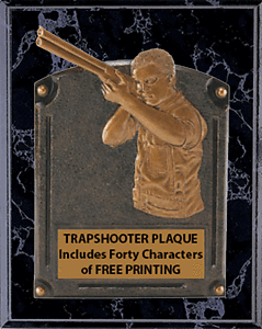 Trap Shooting on an 8 X 10 Black Marble Finish Plaque