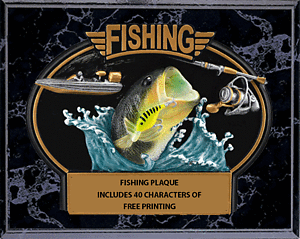 Burst Thru Fishing Plaque in Black Marble Finish