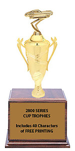 CF2800 Corvette Cup Trophies with 9 Size Options, Add Cup & Base Height to the Topper Height to Get Overall Height of Trophy