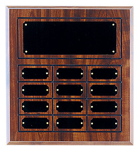Perpetual plaque with header and 12 plates.