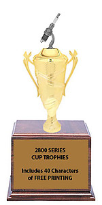 CF2800 Silver Spark Plug Cup Trophies with 9 Size Options, Add Cup & Base Height to the Topper Height to Get Overall Height of Trophy