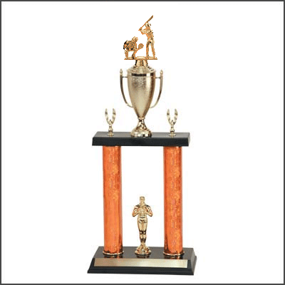 Two Post Baseball Trophy with Cup