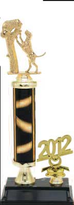 R2R Dog Trophies with a single round column, riser and trim.