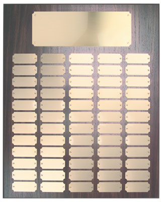 Perpetual plaque with header and 60 gold color plates.
