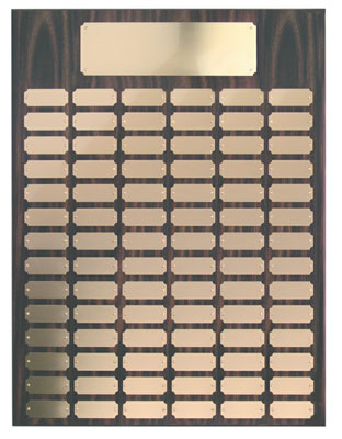 Perpetual plaque with header and your choice of 72, 84 or 102 gold color plates.