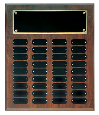 Perpetual plaque with header and 36 plates.