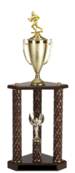 3PC Football Trophies with 3 posts and cup