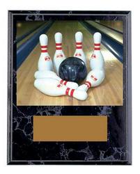 Black Marble Finish Image Bowling Plaque