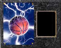 Image Basketball Plaque H Series in black marble finish with deluxe engraving plate