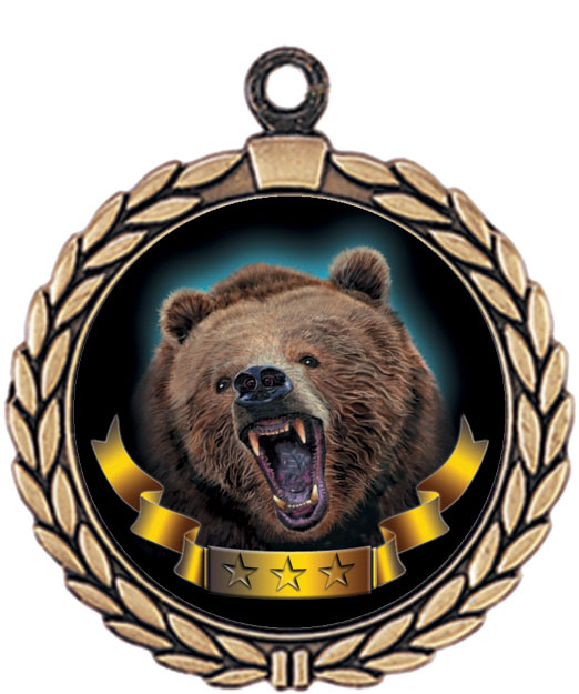 Bear Mascot Medal HR905-7174 with Neck Ribbon