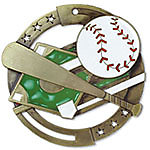 Large Colorful Enamel Baseball Medals M3SB1 with Neck Ribbons