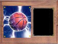 Image Basketball Plaque H Series in solid walnut with deluxe engraving plate