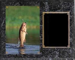 Deluxe Image Fishing Plaque in Black Marble Finsih