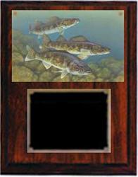 Deluxe Cherry Finish Image Fishing Plaque V Series