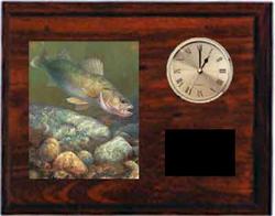 Fishing Clock Plaque Cherry Finish H Series
