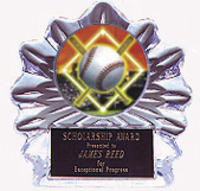 Acrylic Flame Ice Softball Trophies in 2 Sizes