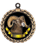 Rams Mascot Medal HR905-7168 with Neck Ribbon