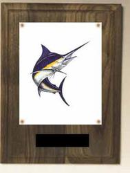 N Series Solid Walnut Finish Image Fishing Plaque