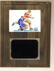 Solid Walnut Image Soccer Plaque V Style Deluxe