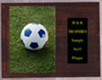 Solid Walnut Image Soccer Plaque H Style