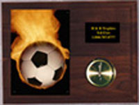 Solid Walnut Image Soccer Clock Plaque H Style