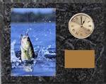 Black Marble Fishing Clock Plaque H Series