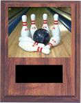 Cherry Finish Image Bowling Plaque