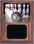 Deluxe Cherry Finish Image Bowling Plaque