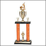 2DPC Basketball Trophies with double posts with cup