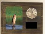 Solid Walnut Fishing Clock Plaque H Series