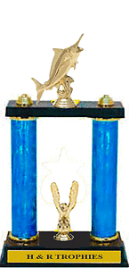 Marlin two post fishing trophy heights of 18-28 inches