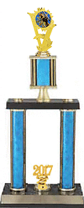 DPSSR Double Post Stacked Rectangular Column Squirrel Hunt Trophy with upper column riser, 24 up tp 38 inches tall.