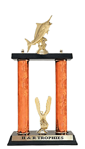Marlin two post fishing trophy heights of 18-28 inches