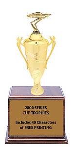 CF2800 Mustang Cup Trophies with 9 Size Options, Add Cup & Base Height to the Topper Height to Get Overall Height of Trophy