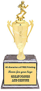 Football Cup Trophy on Black Marble Finish
