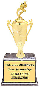Football Cup Trophy on Black Marble Finish