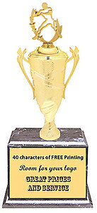 Quarterback Gonna Pass Football Cup Trophy on Black Marble Finish