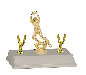 Making the Catch Youth Football Trophies with double side trim.