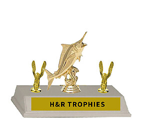 Marlin Saltwater Fishing Trophy with Double Trim