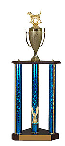 3PC Beagle Trophies with three posts and cup