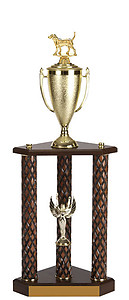 3PC Beagle Trophies with three posts and cup