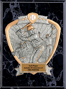 Shield Baseball Plaque Mounted on Wood