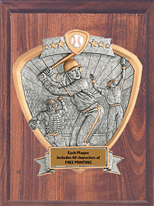 Shield Baseball Plaque Mounted on Wood