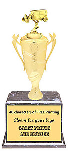 BM2800 Hot Rod Cup Trophies with 8 Size Options, Add Cup & Base Height to the Topper Height to Get Overall Height of Trophy