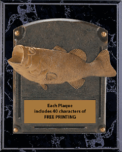 Legend of Fame Fishing Plaque in Black Marble Finish