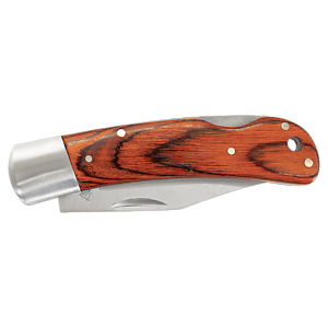 BR1253 Bison River Stainless Steel Folding Knife with Wood Handle