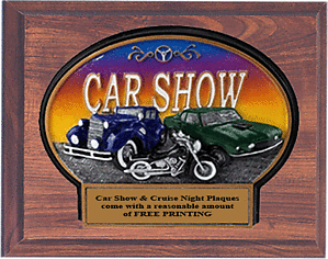 WBTX791-CF810 Car Show Plaque mounted on an 8 X 10 Cherry Finish Plaque