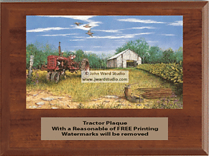 Cherry Finish Tractor Plaques with the beautiful images of artist John Ward